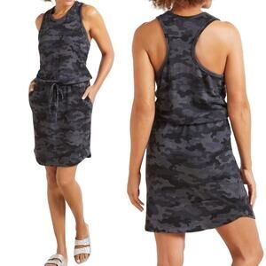 Sundry for Evereve Mini Tank Dress Camo Print Tie Waist Blouson Gray Womens M